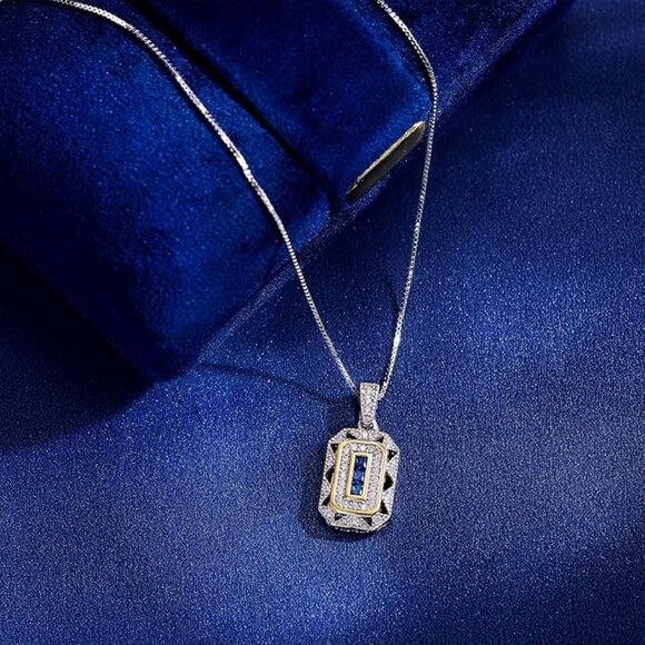 💙 Vintage-Inspired Blue Sapphire Pendant - 925 Sterling Silver - Picture 3 of 7
